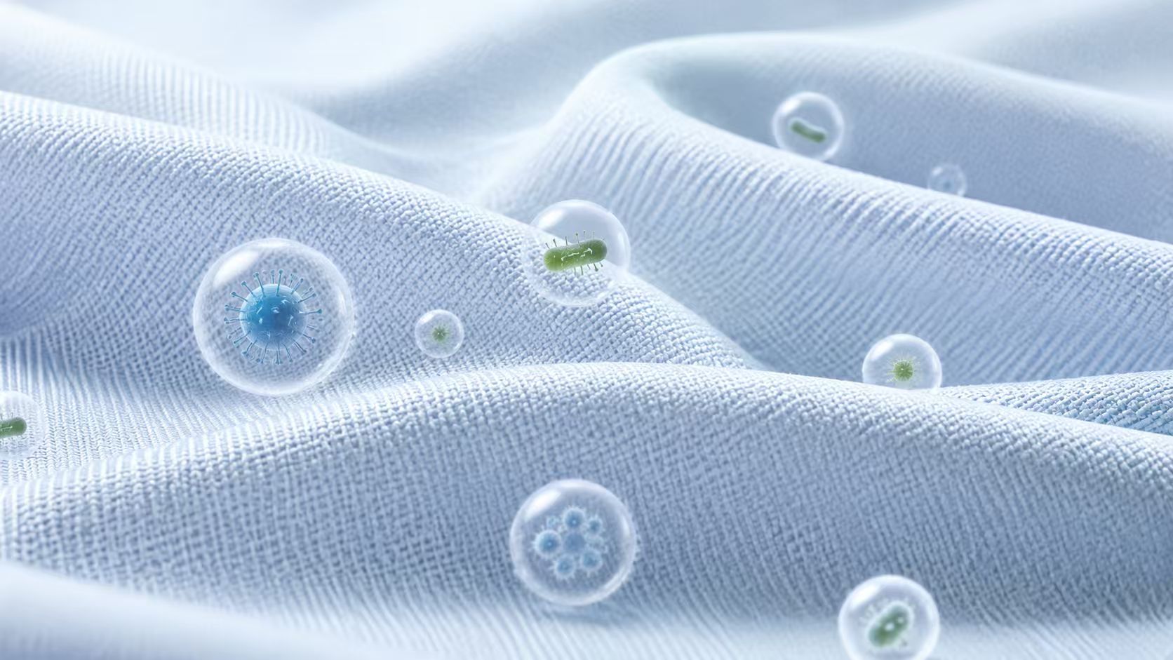 Antibacterial textile fabric with protective surface for home textile and bedding applications